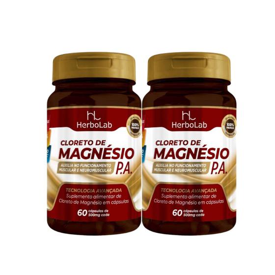 Imagem de Kit 2x CLORETO DE MAGNÉSIO 60 CAPS 500MG - HERBOLAB C