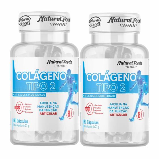 Imagem de Kit 2x Colágeno Tipo 2 Natural Foods com Vitaminas C E e D3 Zero Lactose Glúten e Açúcar 60 Cápsulas