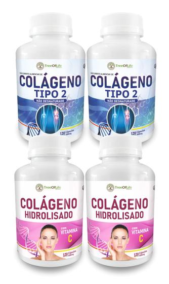Imagem de Kit 2x Colágeno Tipo 2 UC II 120 Cápsulas com 2x Colágeno Hidrolisado com Vitamina C 120 Cápsulas