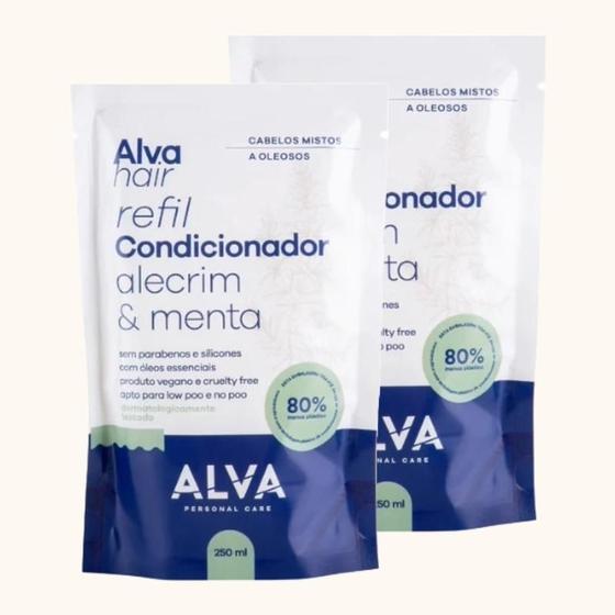 Imagem de Kit 2X: Condicionador Vegano Alecrim e Menta Refil Alva 250ml