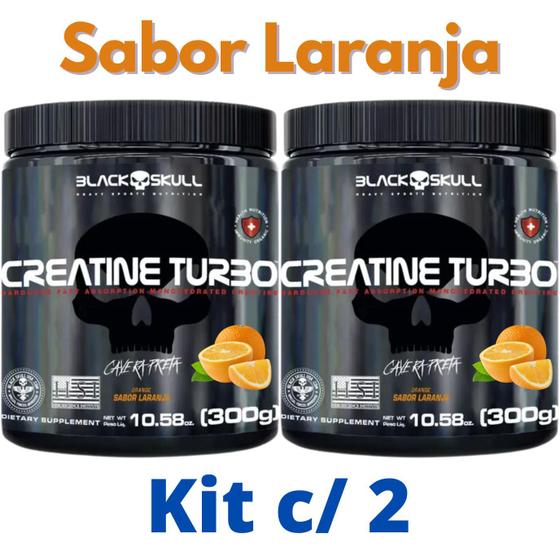 Imagem de Kit 2X Creatina Monohidratada Creatine Turbo Black Skull 300g - Energia - Força - Ganho de Massa Muscular