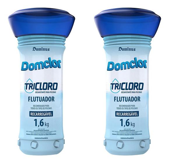 Imagem de Kit 2x Flutuador Clorador Tricloro 1,6kg Cloro Para Limpeza De Piscinas