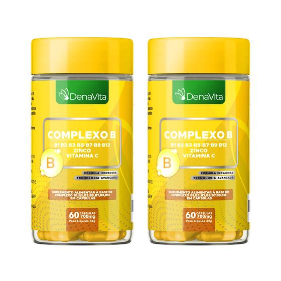 Imagem de Kit 2x Frascos Complexo B, Zinco, Vitamina C, 3x1 Multivitaminico - 120 Cápsulas, 700mg - Denavita
