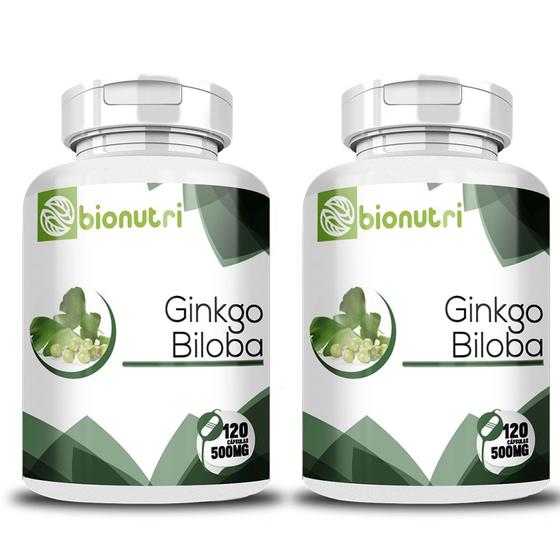 Kit 2x Ginkgo Biloba 120 Capsulas 500 Mg - Bionutri Menor preço em Kit 2x Ginkgo Biloba 120 Capsulas 500 Mg - Bionutri