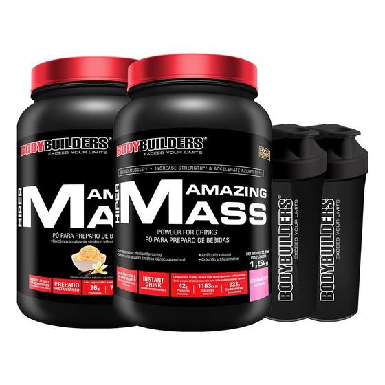 Imagem de Kit 2X Hipercalórico Amazing Mass 1,5Kg + 2X Shaker