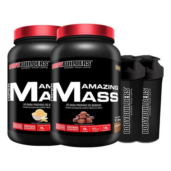 Imagem de Kit 2X Hipercalórico Amazing Mass 1,5Kg + 2X Shaker