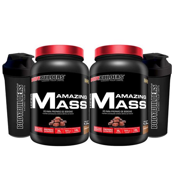 Imagem de KIT 2x HIPERCALÓRICO Hiper Amazing Mass 1,5 kg + 2x Coqueteleiras - Bodybuilders