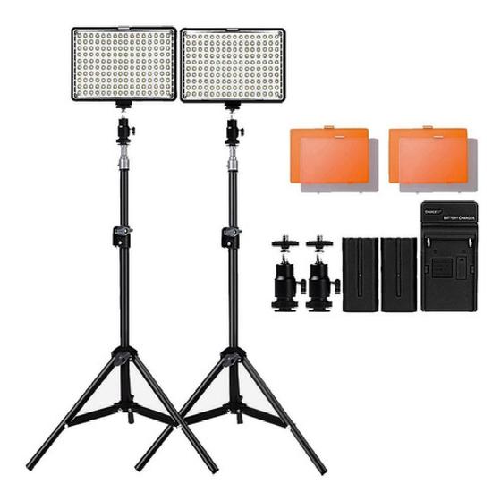 Kit 2x Iluminador Refletor Led Bateria Fotografia Vídeo 11w Menor preço em Kit 2x Iluminador Refletor Led Bateria Fotografia Vídeo 11w