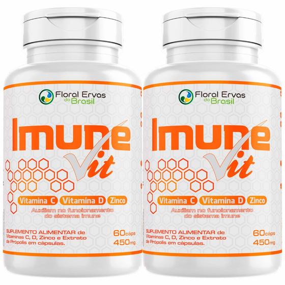 Imagem de Kit 2x Imune Vit - Vit C + Vit D + Zinco - (60 Capsulas cada) - Floral Ervas do Brasil