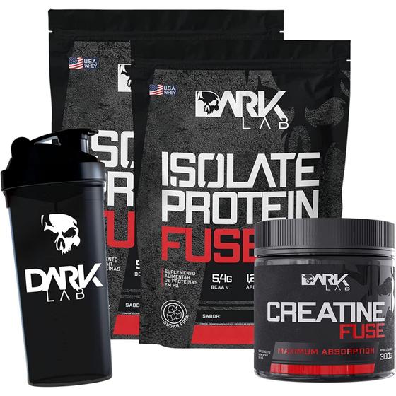 Kit 2x Isolate Protein Fuse + Creatina Fuse 300g + Coqueteleira 700ml Dark Lab Menor preço em Kit 2x Isolate Protein Fuse + Creatina Fuse 300g + Coqueteleira 700ml Dark Lab