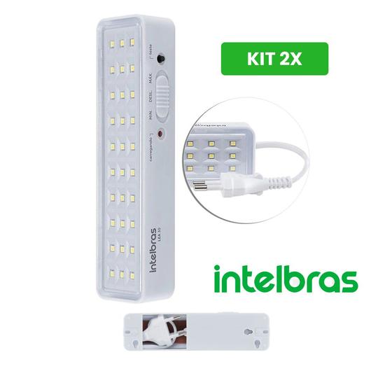 Kit 2X Luminária de Emergência 30 LEDs Bivolt LEA 30 Intelbras
