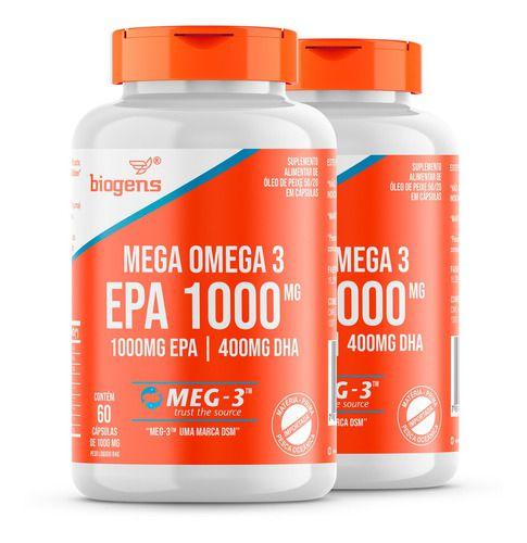 Imagem de Kit 2x Mega Omega 3 Meg-3,epa1000mg Dha400mg, 60 Cps, Biogens