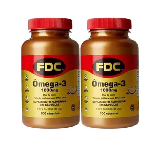 Kit 2X Ômega 3 EPA 1000mg Importado EUA 100 cápsulas FDC Ômega 3