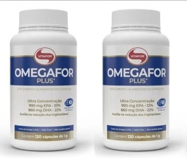 Kit 2x Omegafor Plus Ômega 3 (33% EPA e 22% DHA) 1g Vitafor 120 Cápsulas Menor preço em Kit 2x Omegafor Plus Ômega 3 (33% EPA e 22% DHA) 1g Vitafor 120 Cápsulas