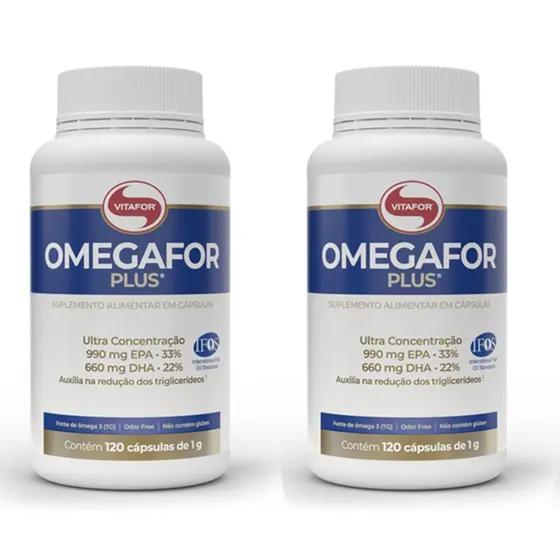 Imagem de Kit 2x Omegafor Plus Ômega 3 (33 EPA e 22 DHA) 1g Vitafor 120 Cápsulas