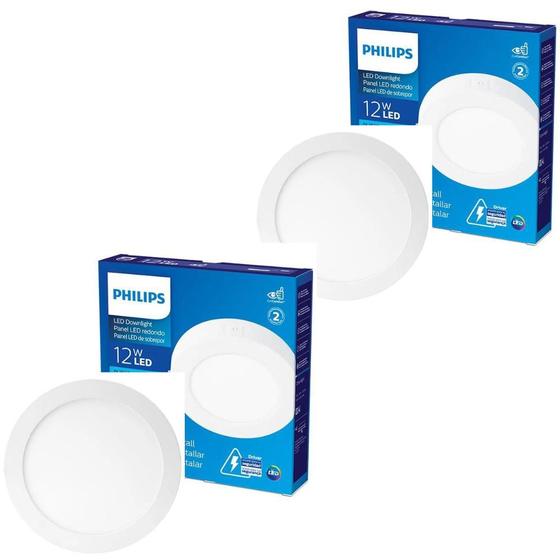 Imagem de kit 2x Painel Plafon Luminaria Teto Led Philips Sobrepor 12w 3000k DL252