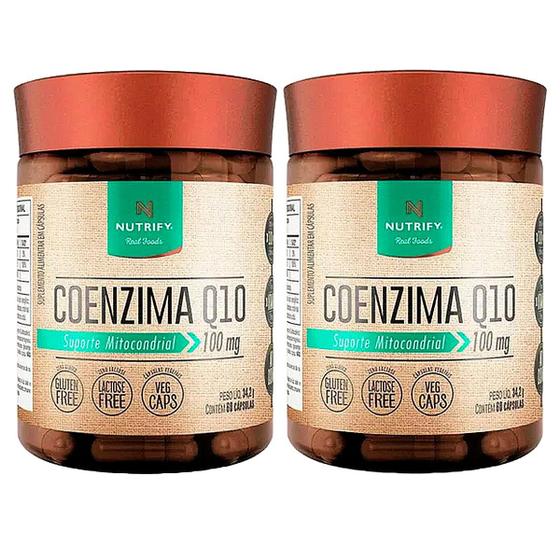 Imagem de Kit 2x Potes Coenzima Q10 Suporte Mitocondrial Suplemento Alimentar Natural Vitamina Premium - 120 Cápsulas Nutrify Original