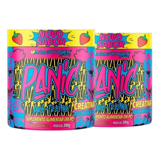 Imagem de Kit 2x Pre Treino Panic Morango 300g - Adaptogen