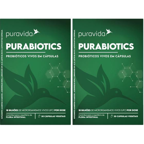 Kit 2x Purabiotics Probióticos 60 Cápsulas 18 Bilhoes Lactobacilos 4 ...