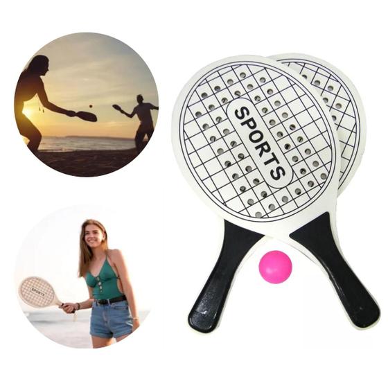 Imagem de Kit 2x Raquetes Frescobol Tênis De Praia Beach Tennis Bola