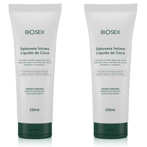Imagem de Kit 2x Sabonete Líquido Intimo Com Óleo de Coco Biosex 220ml