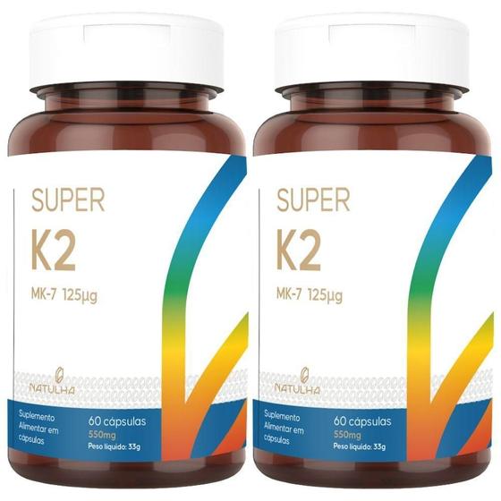 Imagem de Kit 2X Super K2 (Menaquinona-7) 125Mcg 60 Cápsulas - Natulha