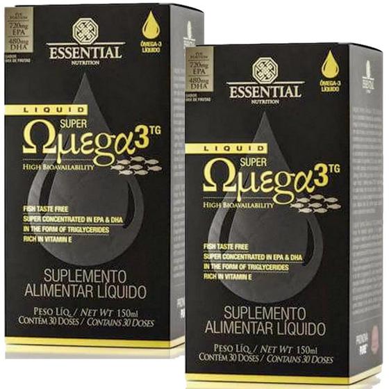 Kit 2x Super Omega 3 TG Liquid 150ml cada Essential Nutrition Ômega