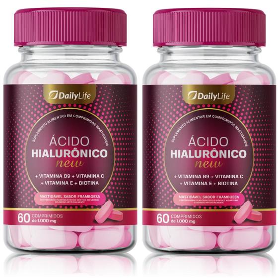 Imagem de Kit 2x Suplemento Acido Hialuronico + Vitaminas C E e Biotina  60 Comprimidos Zero Açúcar Sem Glúten