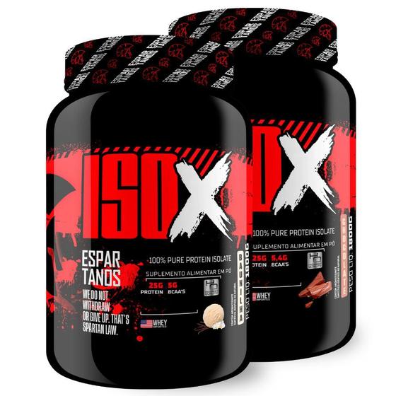 Imagem de Kit 2x Suplemento em pó Whey Protein Isolado ISO X 100% Pure Isolate 1800G - Espartanos Suplementos