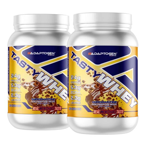 Kit 2x Tasty Whey Isolado Hidro Chocomaltine 900g Adaptogen Menor preço em Kit 2x Tasty Whey Isolado Hidro Chocomaltine 900g Adaptogen