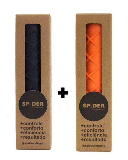 Imagem de Kit 2x Undergrip Spider Grip De Borracha Beach Tennis Padel Preto e Laranja