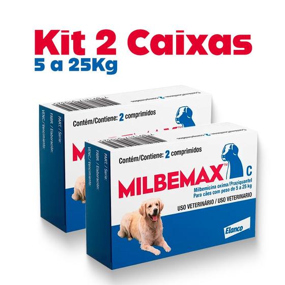 Imagem de Kit 2x Vermifugo Milbemax para Cães 5 a 25Kg  Elanco
