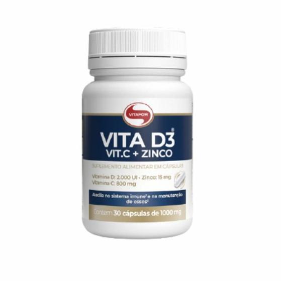 Imagem de Kit 2X: Vitamina D3 + C + Zinco 1G Vitafor 30 Cápsulas