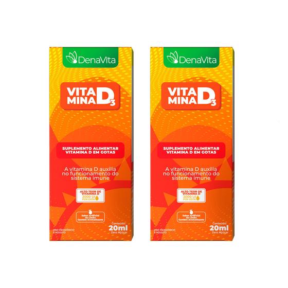 Imagem de Kit 2x Vitamina D3 Suplemento Alimentar Em Gotas 20ml - Denavita