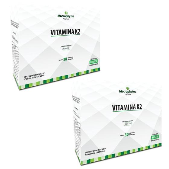 Imagem de Kit 2X Vitamina K2 Menaquinona Mk7 150% Idr 30 Cápsulas