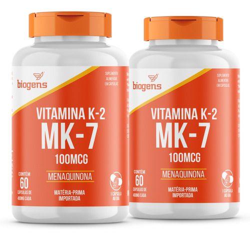 Imagem de Kit 2x Vitamina K2 Mk-7, 60 Cáps, 100mcg, Mk7, Biogens