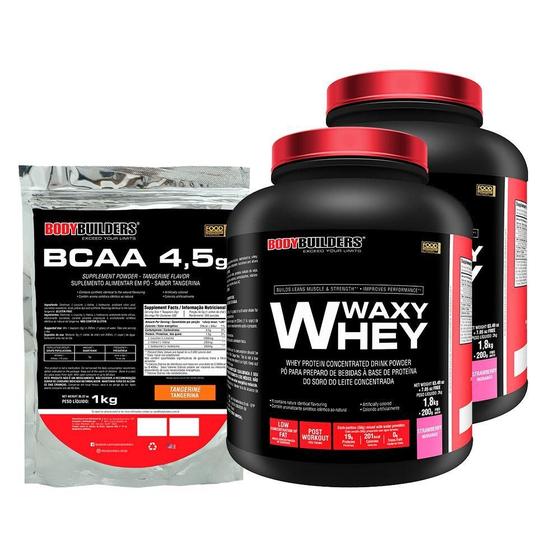 Imagem de KIT 2x Waxy Whey 2kg + BCAA 1kg Tangerina - Bodybuilders