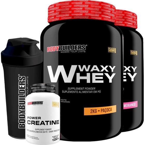 Imagem de Kit 2x Waxy Whey 2kg + Power Creatina 100g + Coqueteleira - Bodybuilders