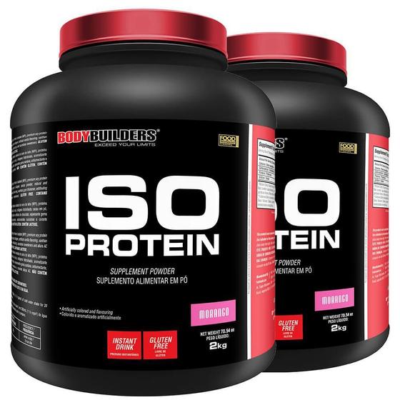 Imagem de Kit 2X Whey Iso Protein 2Kg Morango - Bodybuilders