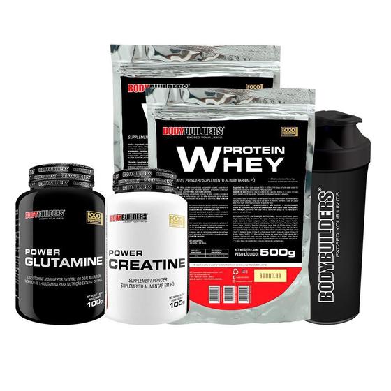 Imagem de Kit 2X Whey Protein Baunilha Creatina Glutamina Coqueteleira