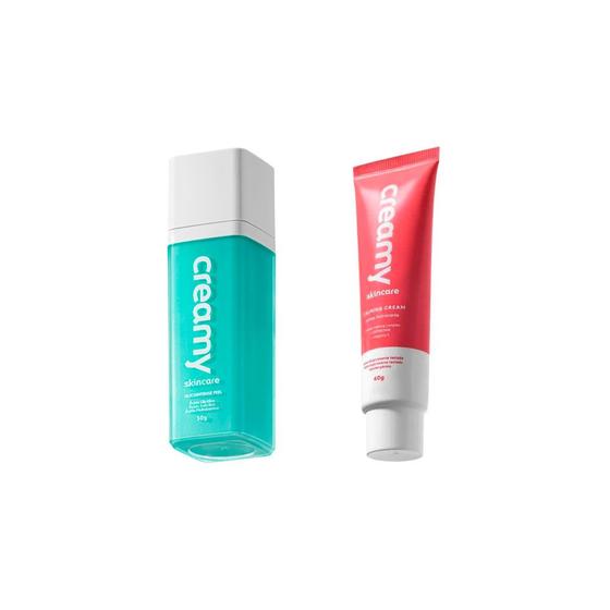 Imagem de Kit 2x1 Creamy Skincare Facial Antiacne Glicointense Peel + Gel Creme Calming Cream Vegano