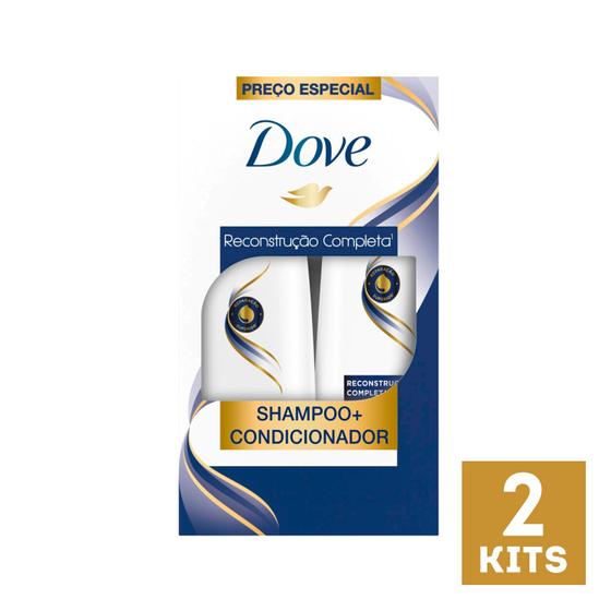 Imagem de Kit 2x1 Dove Shampoo 400ml + Condicionador 200ml Reconstrução Completa Cabelos Danificados - Kit Com 2 Caixas