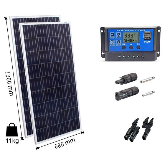 Imagem de Kit 2xpainel Placa Energia Solar 155w Controlador30a Mc4