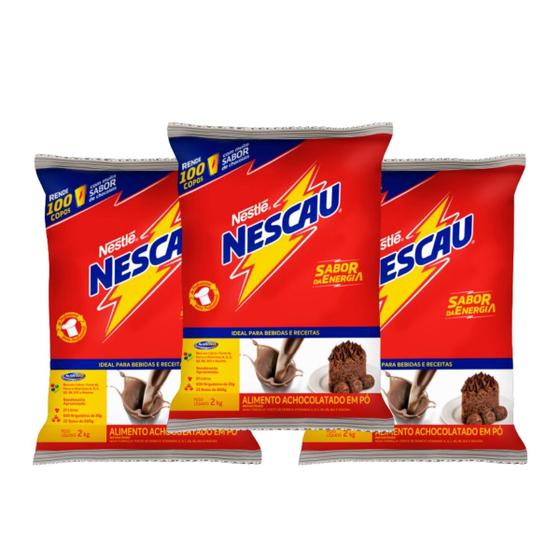 Imagem de Kit 3 Achocolatado Em Pó Nescau Chocolate Nestlé Pacote