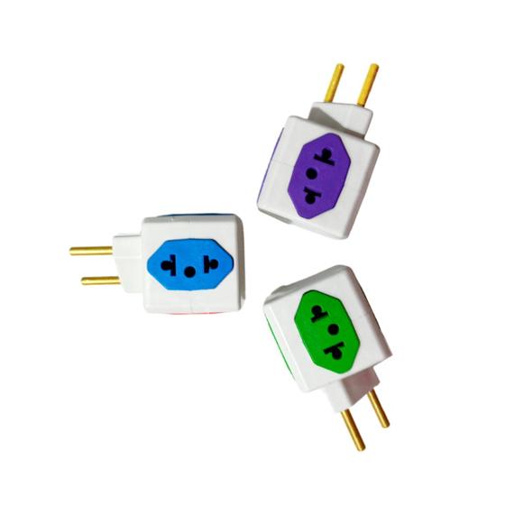 Imagem de Kit 3 Adaptador Tomada Benjamin Cubo 4 Entradas 3 Pinos 10A/20A Plug Universal