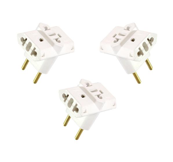 Imagem de Kit 3 Adaptador Tomada Benjamin Plug T 3 Entradas 3 Pinos 2P 10A/20A Universal