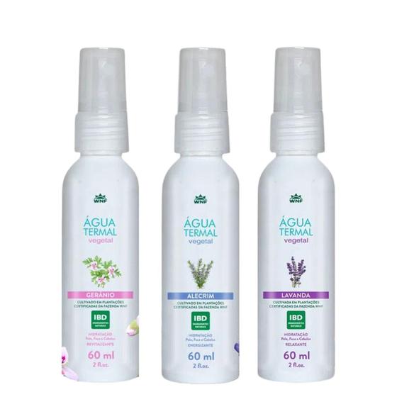 Imagem de Kit 3 Água Termal Alecrim Gerânio e Lavanda 60ml WNF