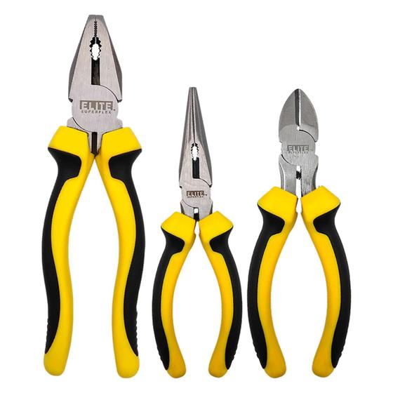 Imagem de Kit 3 Alicates - Universal, Bico e Corte Diagonal Elite