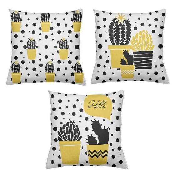 Imagem de Kit 3 Almofadas Cheias Decorativas 40 x 40 Cacto Amarelo