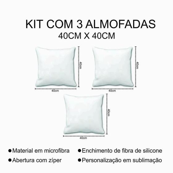 Imagem de Kit 3 Almofadas Decorativas Cheias 40 x 40 Folhas Cinza